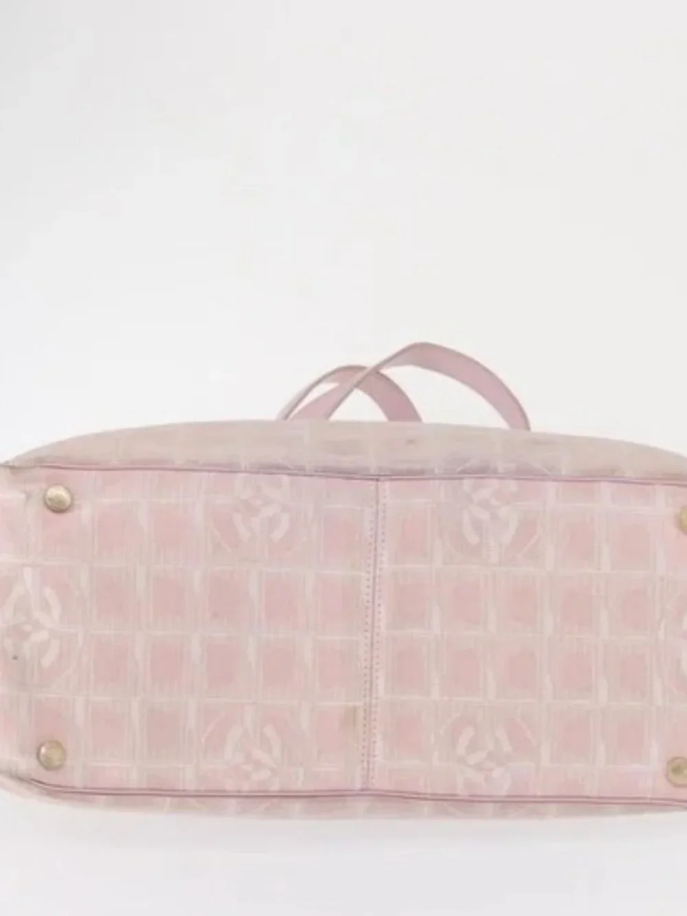 CHANEL New Travel line Tote Bag Nylon Pink Gold CC Auth BA9530